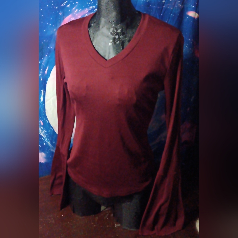 Burgundy Bell-Sleeve Top | Witchy Romantic Gothic Shirt | Dark Academia Vibes
